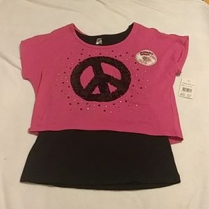 NWT Magnetic Girl's Shirt Set, Reversible Sequins, Pink and Black, Size XL 14/16